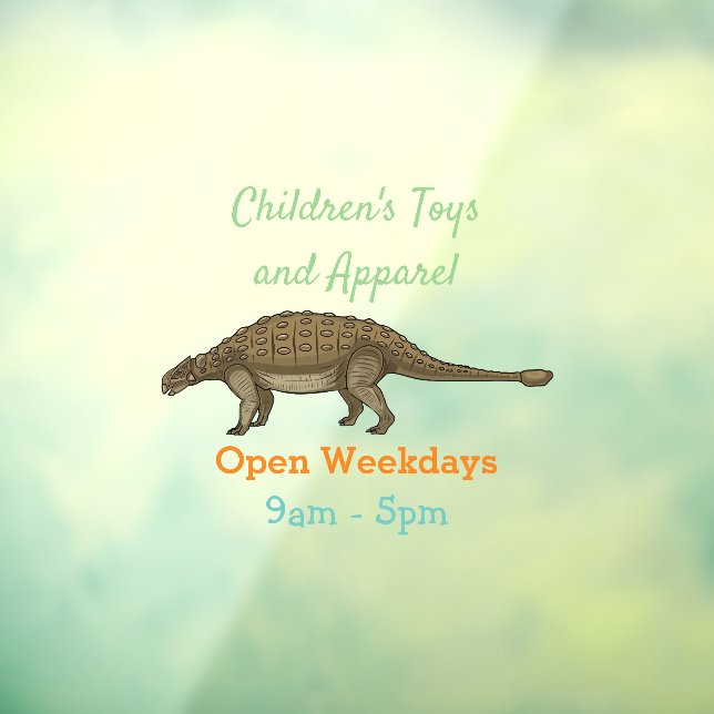 Ankylosaurus cartoon illustration window cling (Sheet 3)