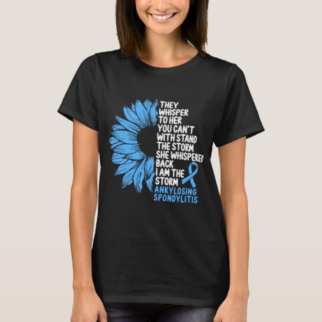 Ankylosing Spondylitis Awareness Blue Ribbon Storm T-Shirt (Front)