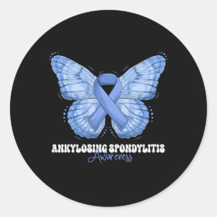 Ankylosing Spondylitis Awareness Month Blue Ribbon Classic Round Sticker