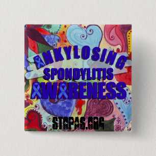Ankylosing Spondylitis Awareness Sq LoveButton 15 Cm Square Badge