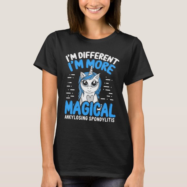 Ankylosing Spondylitis Awareness Unicorn Blue T-Shirt (Front)