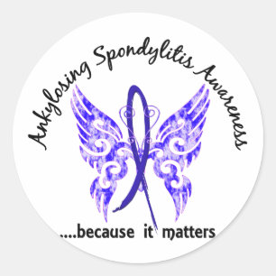 Ankylosing Spondylitis Butterfly 6.1 Classic Round Sticker