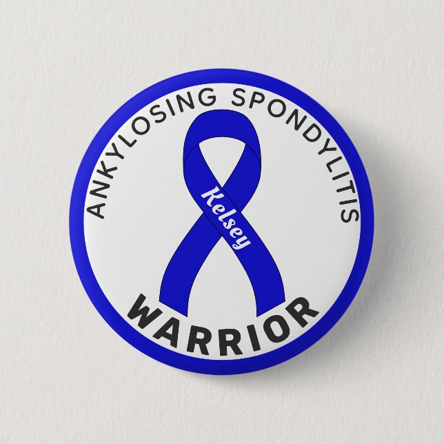 Ankylosing Spondylitis Warrior Ribbon White Button (Front)