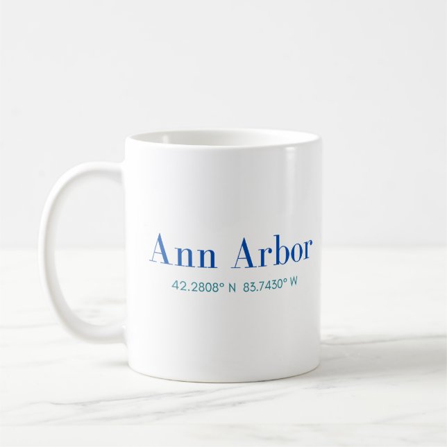 Ann Arbor Classic Mug with GPS Coordinates (Left)