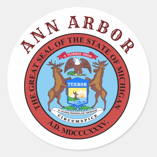 Ann Arbor, Michigan Classic Round Sticker (Front)
