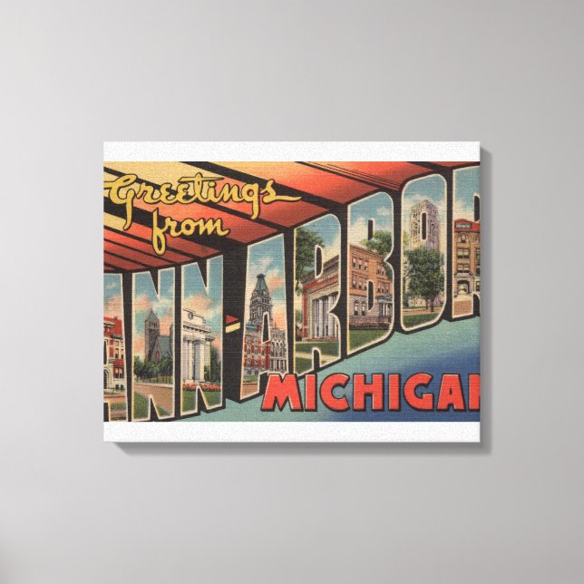 Ann Arbor, Michigan - Large Letter Scenes Canvas Print (Front)