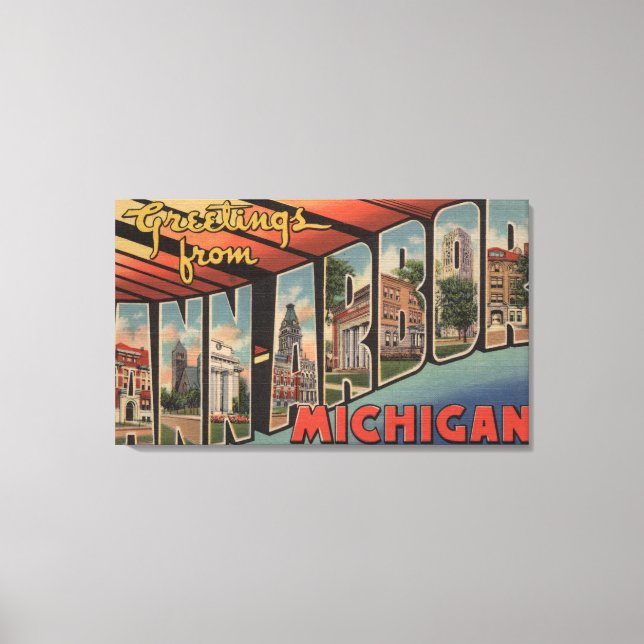Ann Arbor, Michigan - Large Letter Scenes Canvas Print (Front)