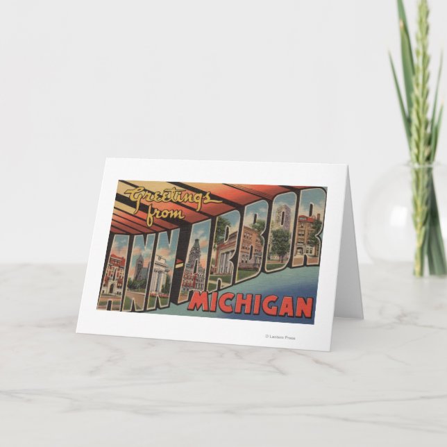 Ann Arbor, Michigan - Large Letter Scenes Card (Front)