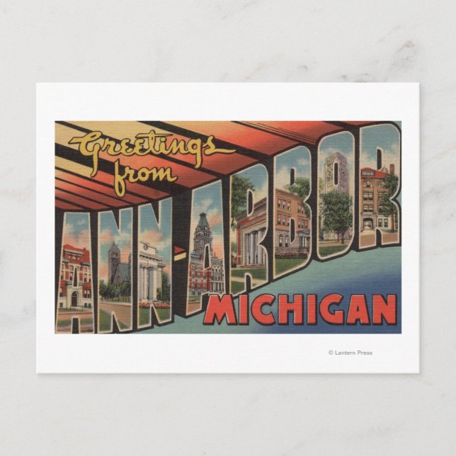 Ann Arbor, Michigan - Large Letter Scenes Postcard (Front)