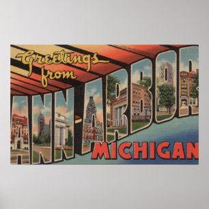Ann Arbor, Michigan - Large Letter Scenes Poster