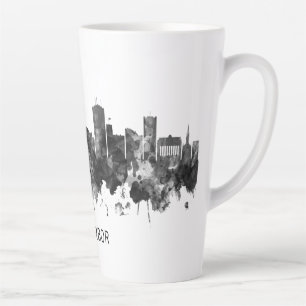 Ann Arbor Michigan Skyline BW Latte Mug