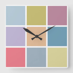 Ann Arbor Pastel Chalk Squares Square Wall Clock