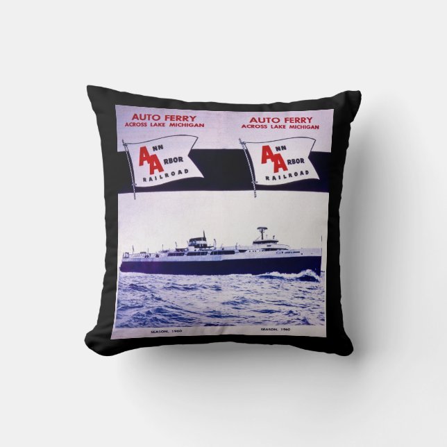 Ann Arbor Railroad Auto Ferry Lake Michigan Route Cushion (Front)