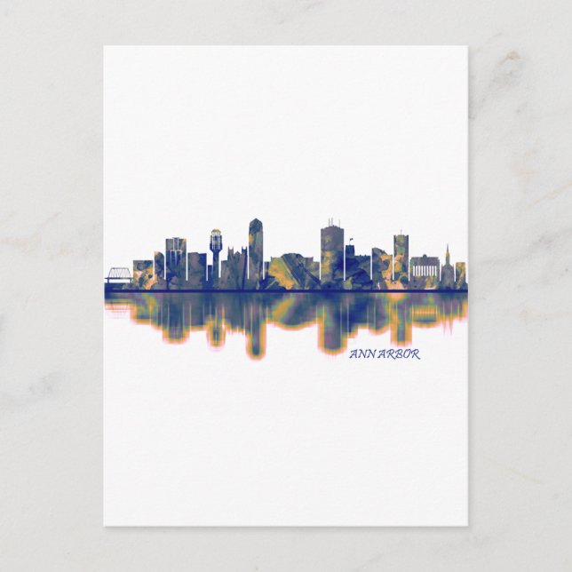 Ann Arbor Skyline Holiday Postcard (Front)
