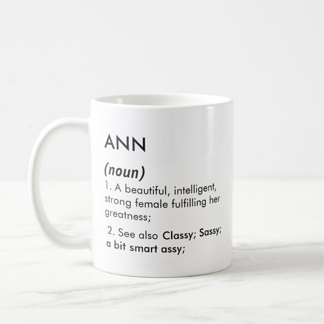 Ann name, Editable name, Custom name Coffee Mug (Left)