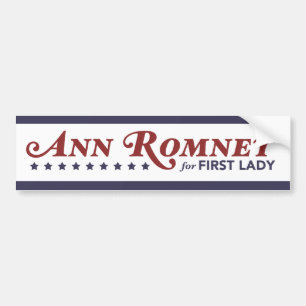 Ann Romney For First Lady Red, White, Dark Blue Bumper Sticker