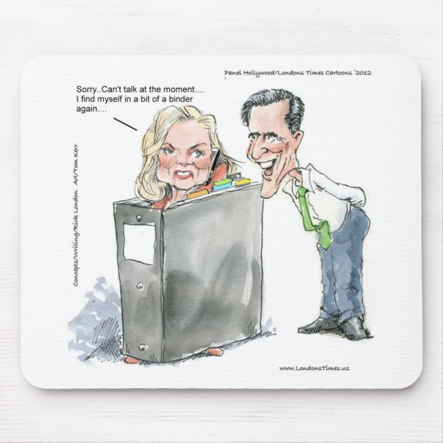 Ann Romney In A Binder Funny Gifts Tees & Cards Mouse Mat (Front)