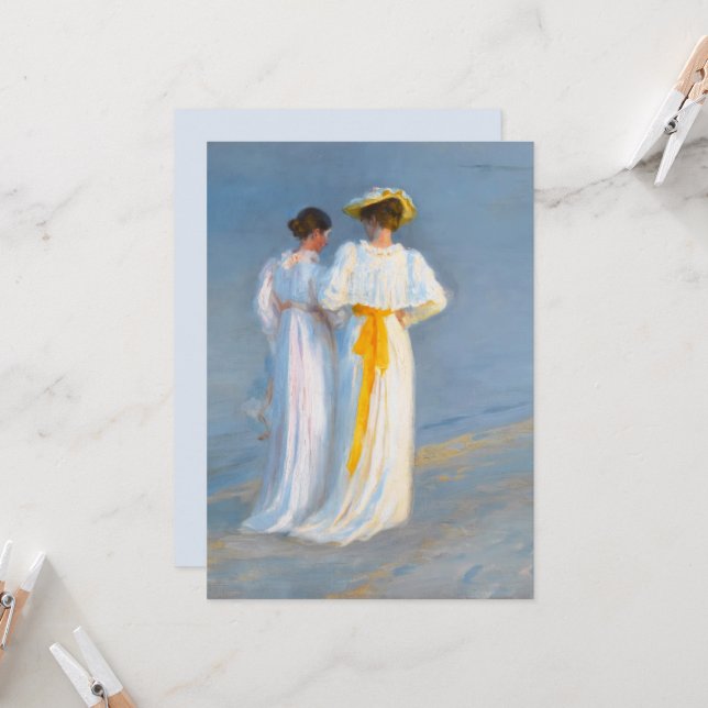 Anna Ancher and Marie Krøyer on the beach, Krøyer  Invitation (Front/Back In Situ)