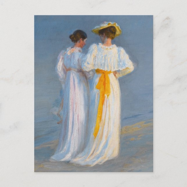 Anna Ancher and Marie Krøyer on the beach - Krøyer Postcard (Front)