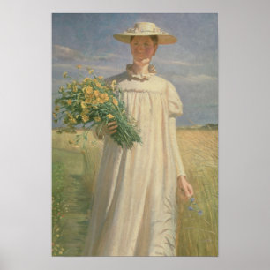 Anna Ancher returning from Flower Picking, 1902 Poster