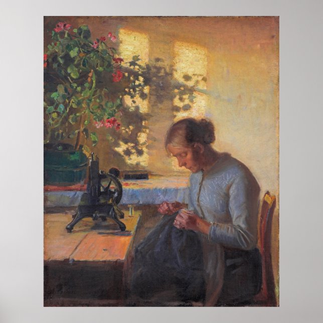 Anna Ancher's Sewing Fisherman's Wife Poster (Front)