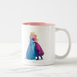 Anna and Elsa Hugging Two-Tone Coffee Mug