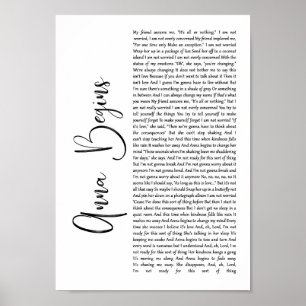 Anna Begins White Script Song Lyric Wall Art Print