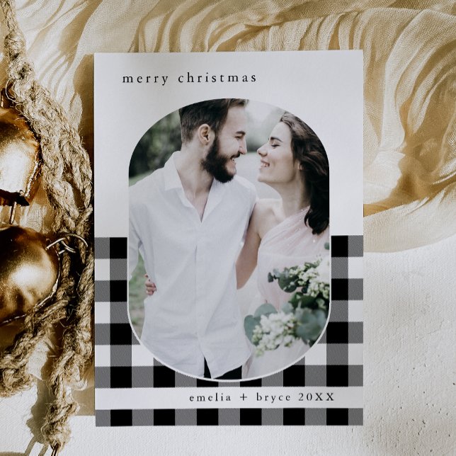 ANNA Black Buffalo Plaid Family Photo Christmas Holiday Card (ANNA Black Buffalo Plaid Family Photo Christmas Holiday Card)