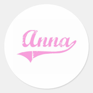 Anna Classic Style Name Round Sticker