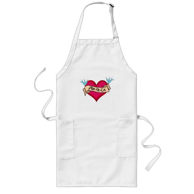 Anna - Custom Heart Tattoo T-shirts & Gifts Long Apron (Front)