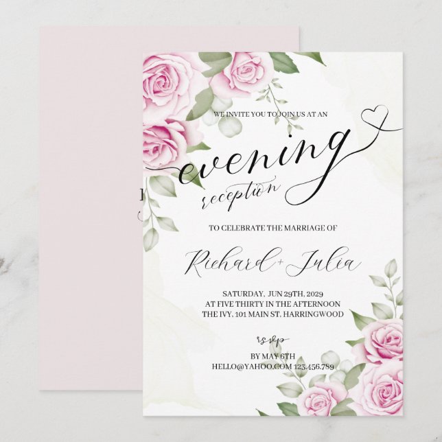 ANNA Evening Wedding Reception Party Invitation (Front/Back)