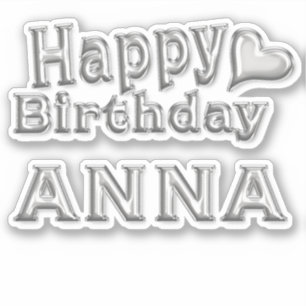 Anna Happy Birthday silver Sticker