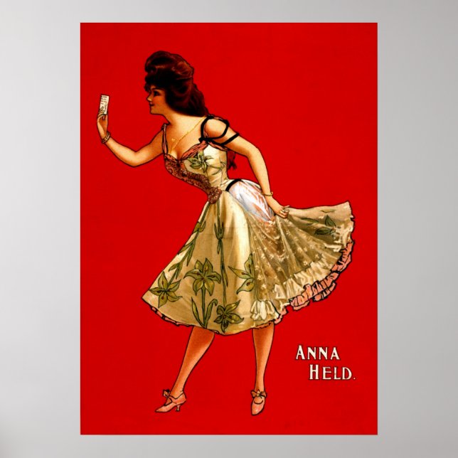 Anna Held ~ Vintage 1899 Vaudeville Theatre Ad Poster (Front)