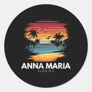 Anna Maria Beach Florida Surfboard Surfing Vintage Classic Round Sticker