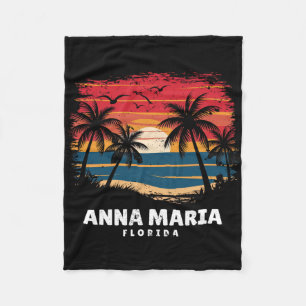 Anna Maria Beach Florida Surfboarder Palm Tree Sou Fleece Blanket
