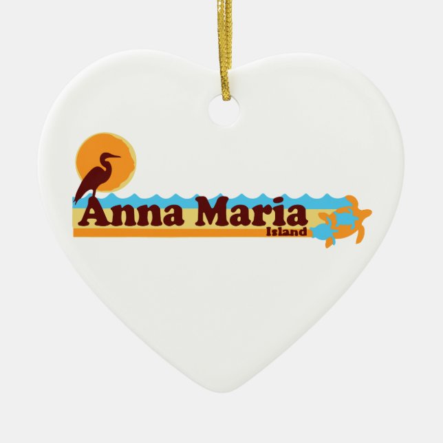 Anna Maria Island - Beach Design. Ceramic Tree Decoration (Front)