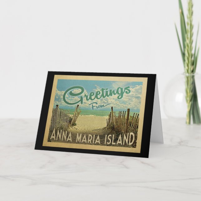 Anna Maria Island Beach Vintage Travel Card (Front)