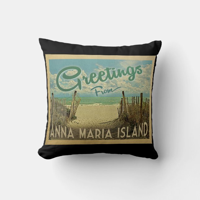 Anna Maria Island Beach Vintage Travel Cushion (Front)