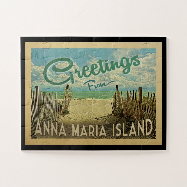 Anna Maria Island Beach Vintage Travel Jigsaw Puzzle (Horizontal)