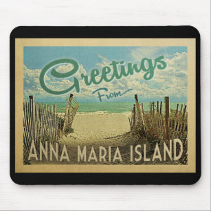 Anna Maria Island Beach Vintage Travel Mouse Mat