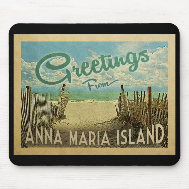 Anna Maria Island Beach Vintage Travel Mouse Mat (Front)