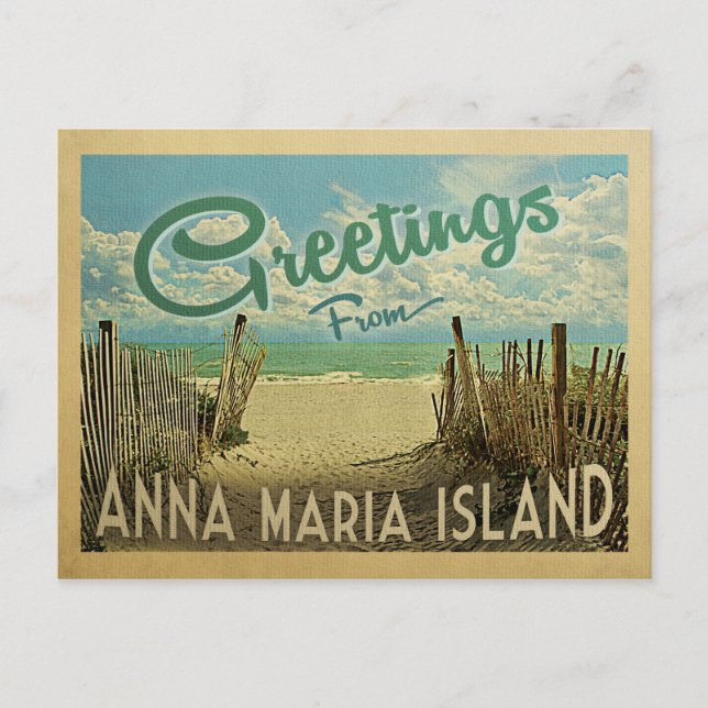 Anna Maria Island Beach Vintage Travel Postcard (Front)
