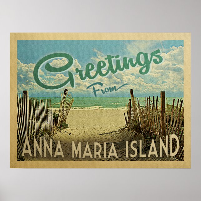 Anna Maria Island Beach Vintage Travel Poster (Front)