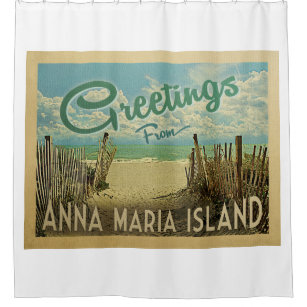 Anna Maria Island Beach Vintage Travel Shower Curtain