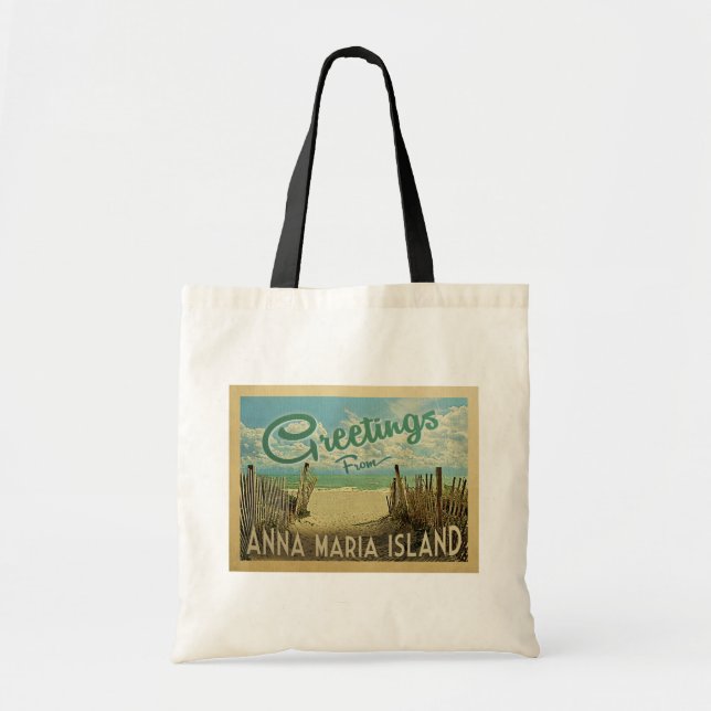 Anna Maria Island Beach Vintage Travel Tote Bag (Front)