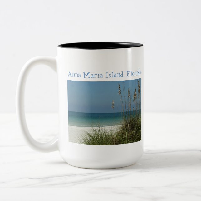 Anna Maria Island, Fl., Gulf view thru Seaoats Two-Tone Coffee Mug (Left)