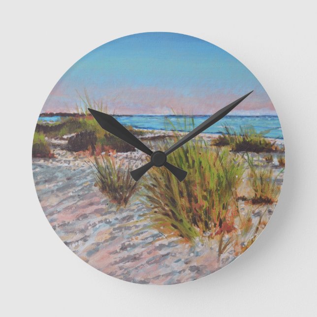 Anna Maria Island, Florida Beach Painting Round Clock (Front)
