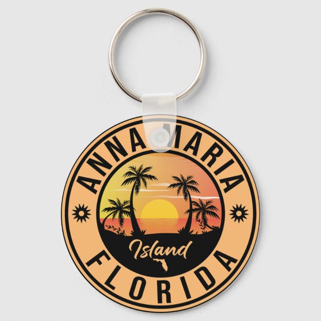Anna Maria island Florida Beach Retro Souvenir Key Ring (Front)
