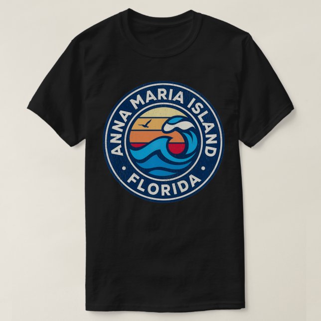 Anna Maria Island Florida FL Vintage Nautical Wave T-Shirt (Design Front)