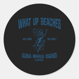 Anna Maria Island Florida Funny Vintage Beaches Te Classic Round Sticker